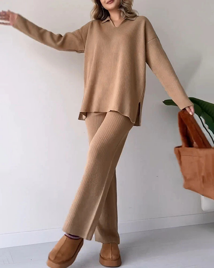 Levoire | Ord Manches Longues Rippées Ensemble De Détente Femme Loungewear Khaki