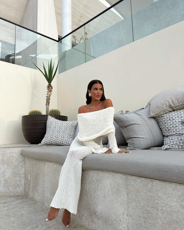 Levoire | Robe Manches Longues Off Shoulder Bodycon Robe Maxi