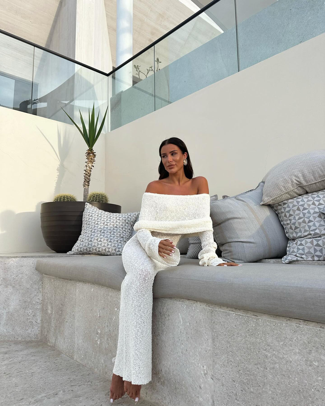 Levoire | Robe Manches Longues Off Shoulder Bodycon Robe Maxi