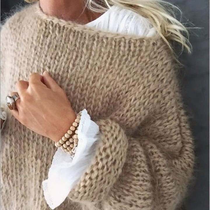 Levoire | Col Montant Large Pull Grande Taille Mode Tricot Femme Khaki