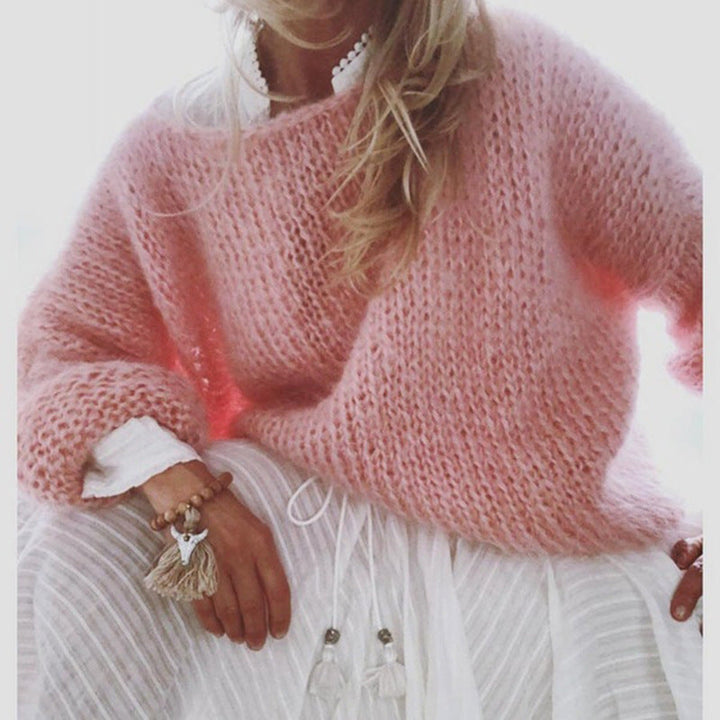 Levoire | Col Montant Large Pull Grande Taille Mode Tricot Femme Rosa