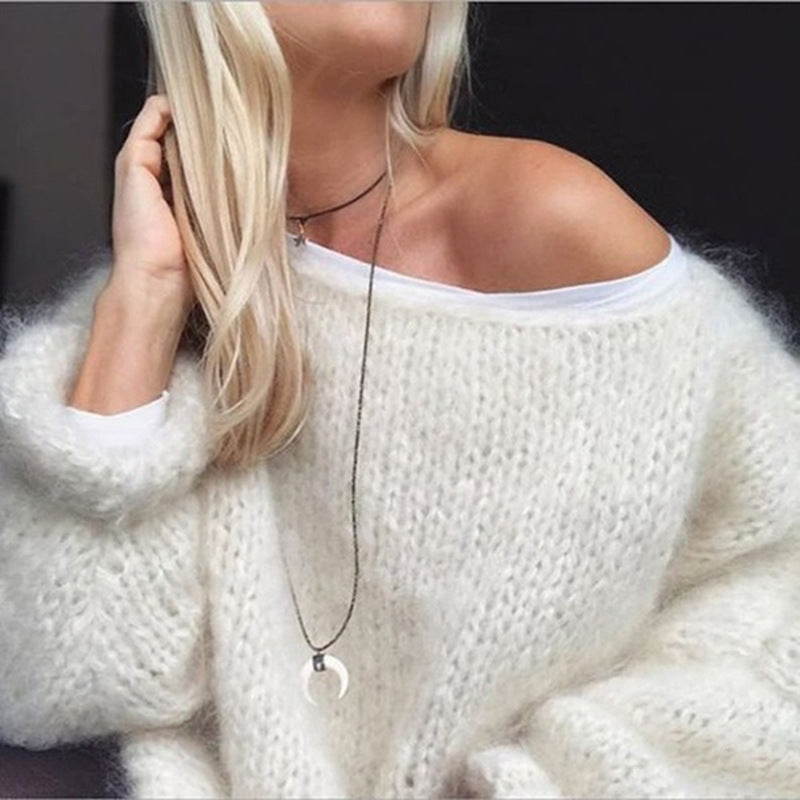 Levoire | Col Montant Large Pull Grande Taille Mode Tricot Femme Blanc