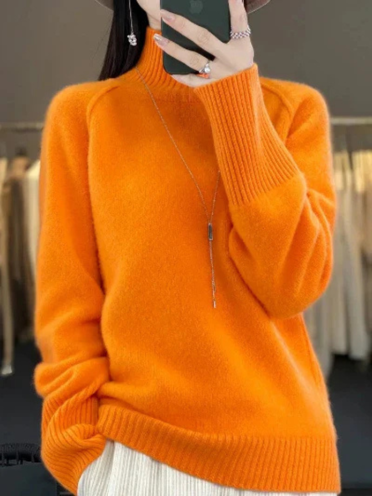 Levoire | Pull Fluffy Col Roulé Pull Femme Tricot Orange
