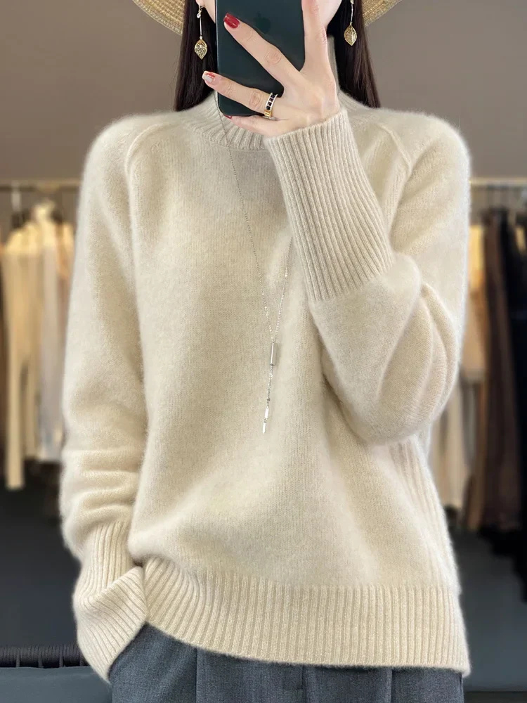Levoire | Pull Fluffy Col Roulé Pull Femme Tricot Beige