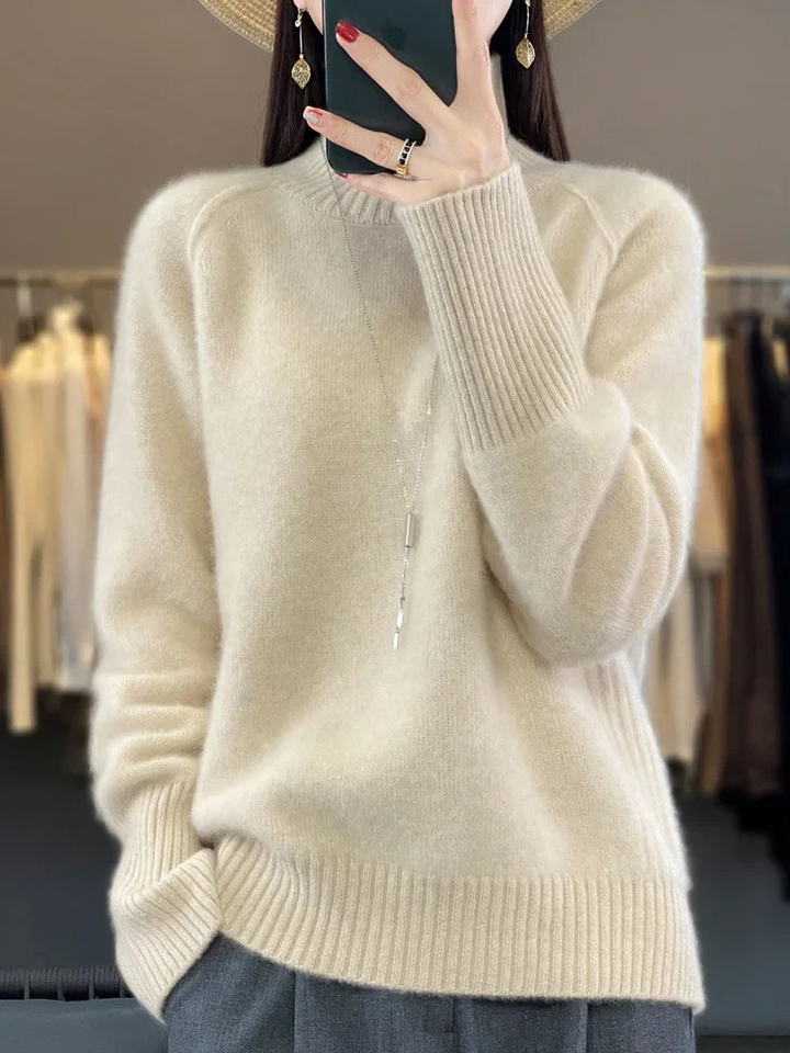 Levoire | Pull Fluffy Col Roulé Pull Femme Tricot Beige