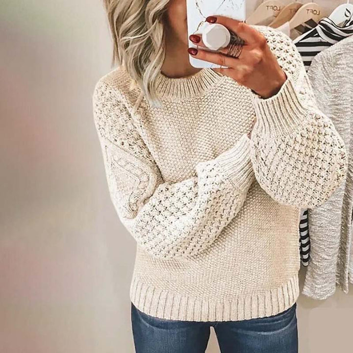 Levoire | Pull Modèle Ample Tricoté Grossièrement Pull Tricot Femme Beige