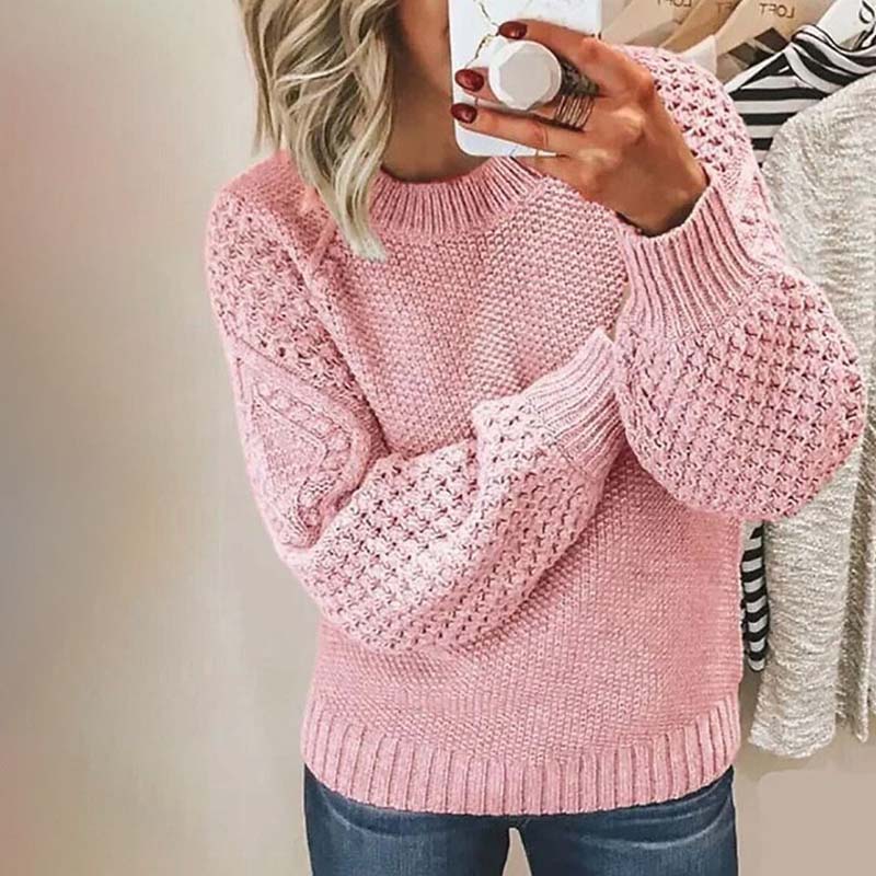 Levoire | Pull Modèle Ample Tricoté Grossièrement Pull Tricot Femme Rosa
