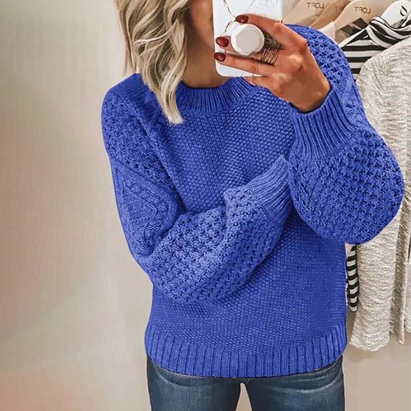 Levoire | Pull Modèle Ample Tricoté Grossièrement Pull Tricot Femme Bleu