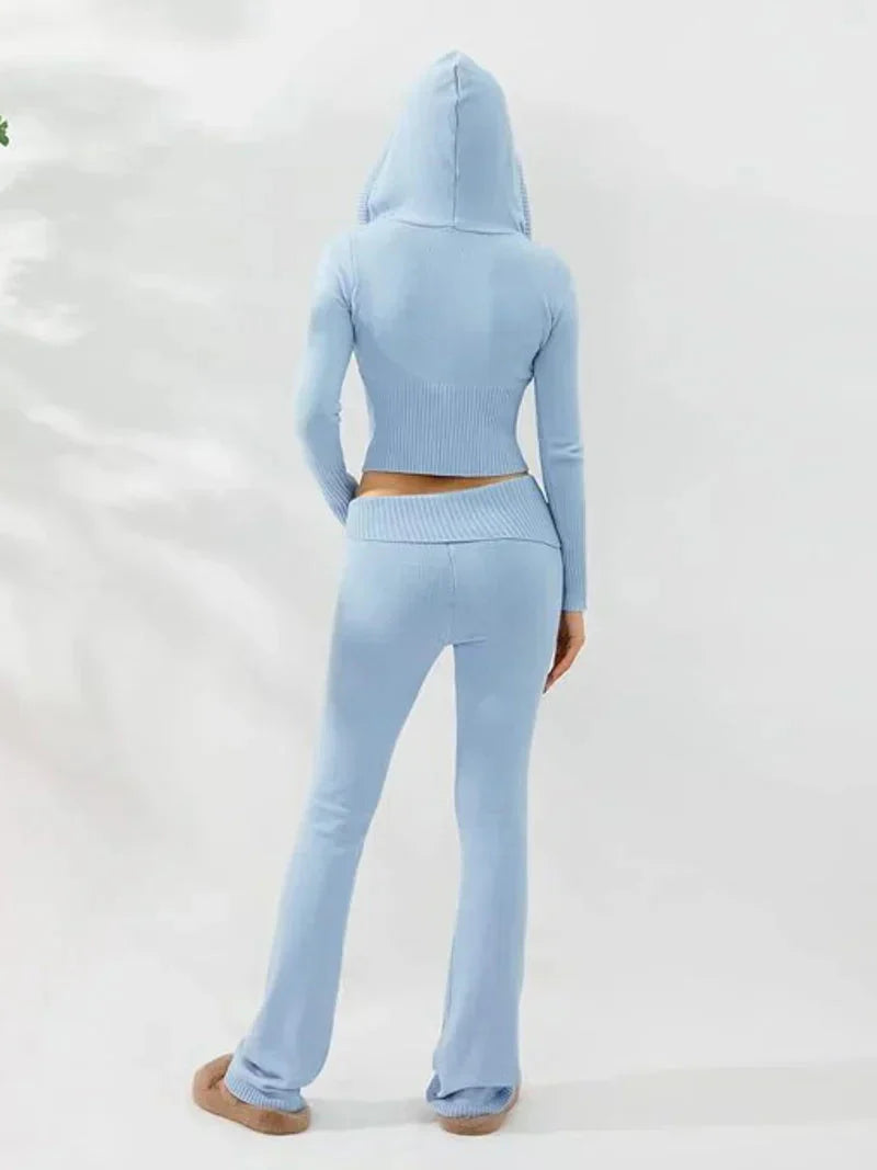 Levoire | Ensemble À Deux Pièces Capuche Zip Gilet Coordonné Femme Vêtements De Détente