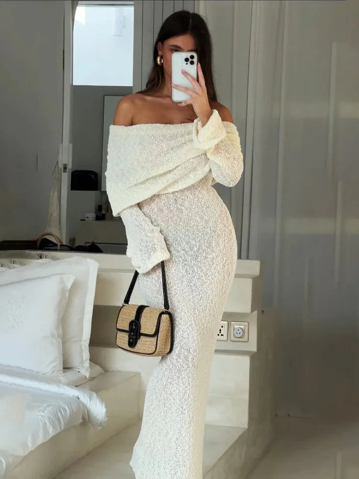 Levoire | Robe Maxi Été Bodycon Off Shoulders À Manches Longues