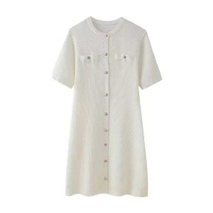 Levoire | Robe Minijupe Blanche Avec Manches Courtes Et Fermeture Boutonnée