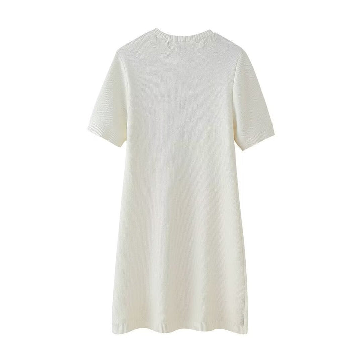 Levoire | Robe Minijupe Blanche Avec Manches Courtes Et Fermeture Boutonnée
