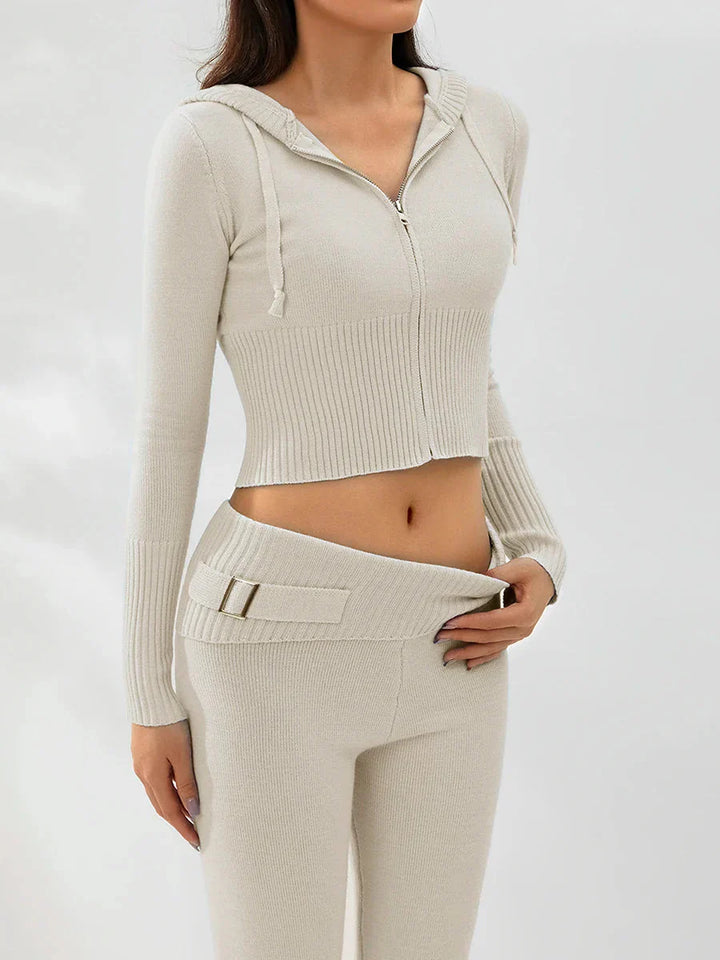 Levoire | Ensemble De Salon Capuche Fermeture Éclair Ensemble Deux Pièces Loungewear Pour Femmes