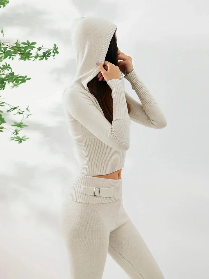 Levoire | Ensemble De Salon Capuche Fermeture Éclair Ensemble Deux Pièces Loungewear Pour Femmes