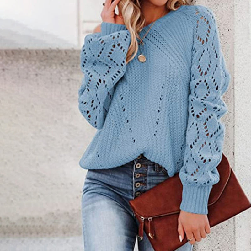 Levoire | Acrylique Locker Coupe Pull Aux Pointes Tricot Pour Femmes Bleu
