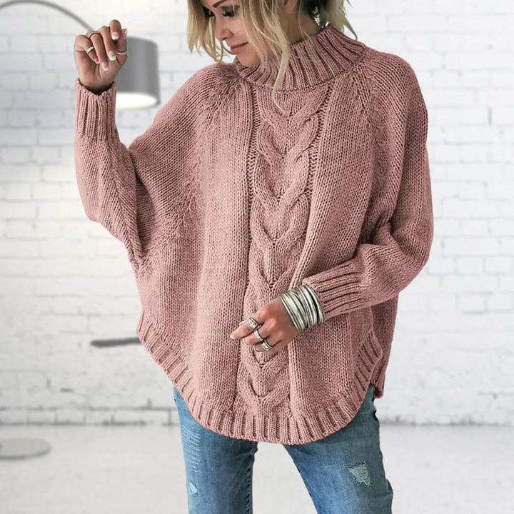 Levoire | Pull Batwing Coupe Décontractée Pull En Câble Tricot Féminin Rosa