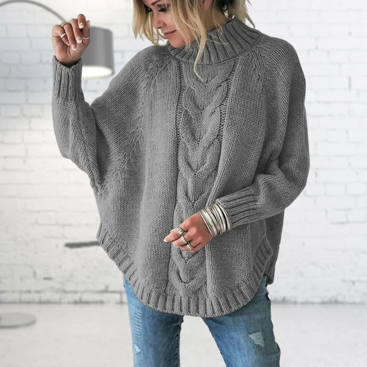 Levoire | Pull Batwing Coupe Décontractée Pull En Câble Tricot Féminin Gris