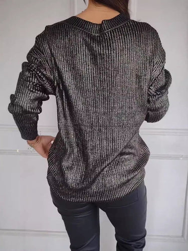 Levoire | Pull Femme Avec Manches Longues Brillantes Et Col En V