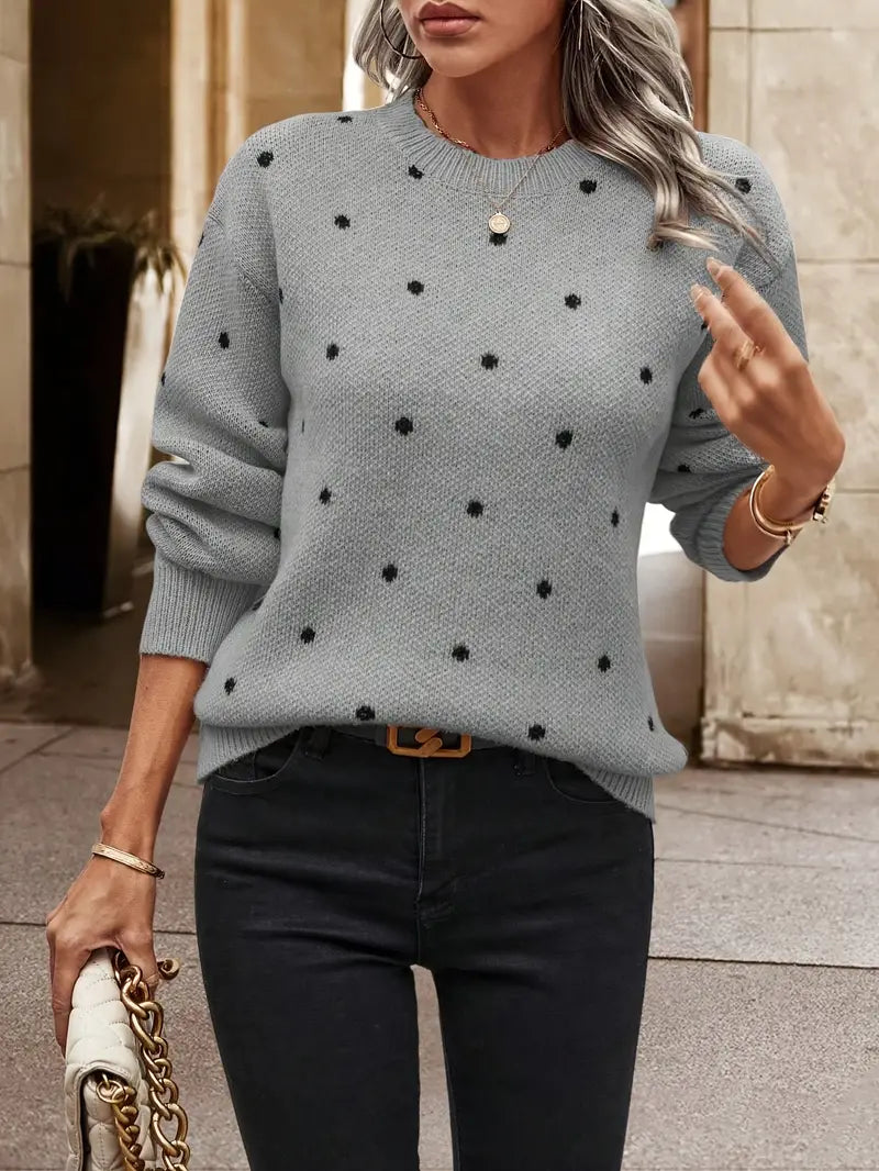 Levoire | Pull Femme À Manches Longues Et Col Rond Gris