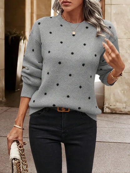 Levoire | Pull Femme À Manches Longues Et Col Rond Gris