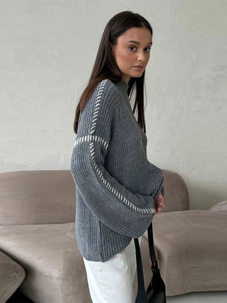 Levoire | Col Montant Modèle Décontracté Pullover Tricot Femmes