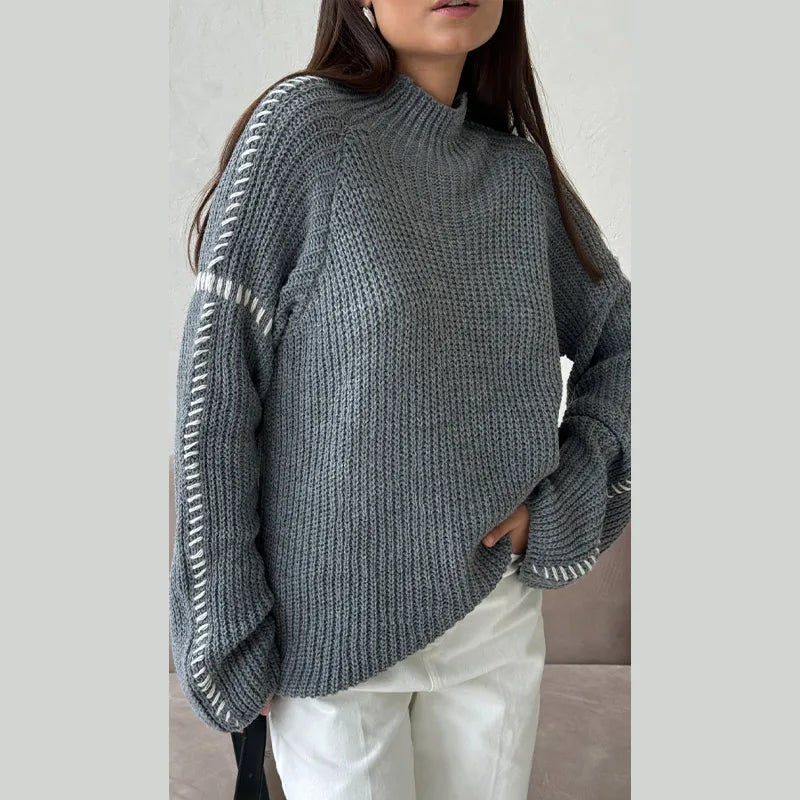 Levoire | Col Montant Modèle Décontracté Pullover Tricot Femmes