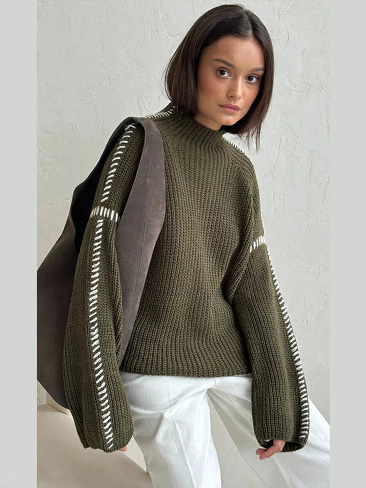 Levoire | Col Montant Modèle Décontracté Pullover Tricot Femmes