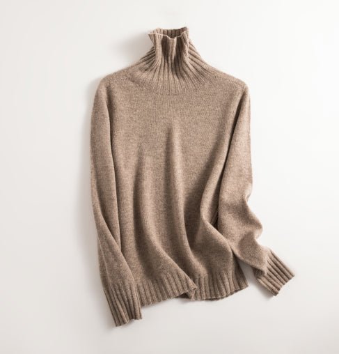 Levoire | Pull Chaud Sans Coutures Col Roulé Laine Pull Kamel Moka
