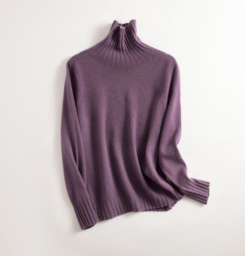 Levoire | Pull Chaud Sans Coutures Col Roulé Laine Pull Lilas