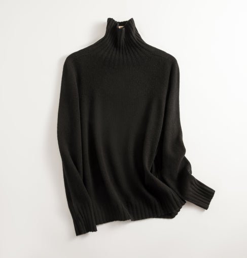 Levoire | Pull Chaud Sans Coutures Col Roulé Laine Pull Noir
