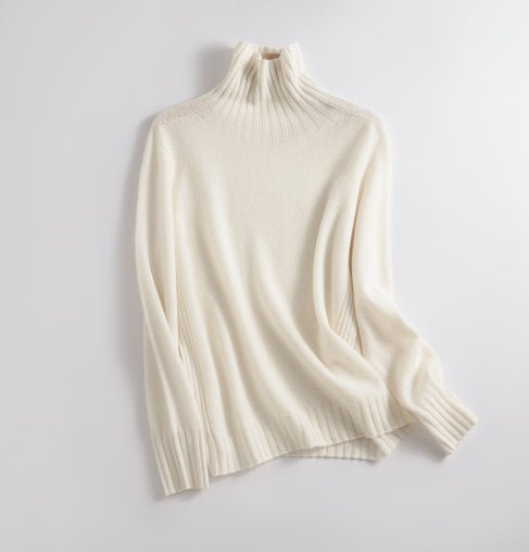Levoire | Pull Chaud Sans Coutures Col Roulé Laine Pull Blanc