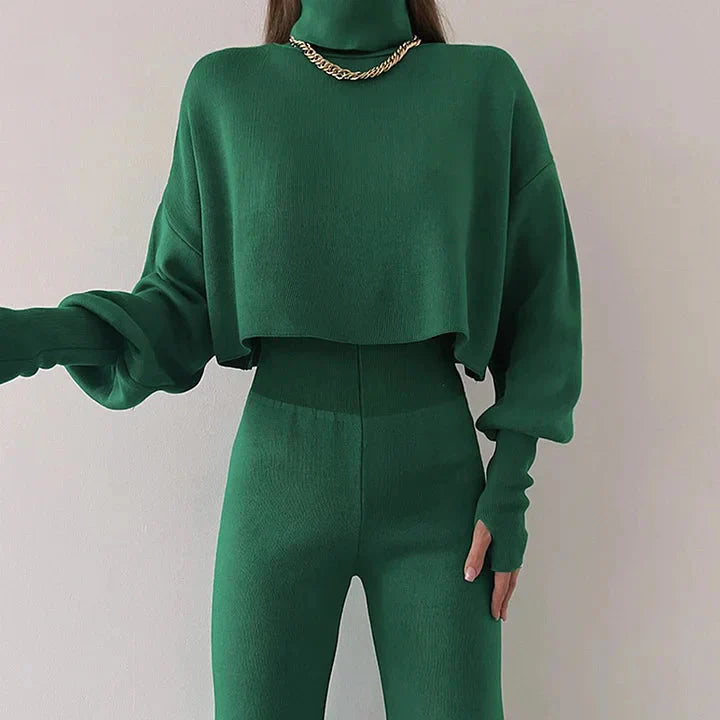 Levoire | Ensemble Deux Pièces Femme Col Roulé Pantalon Taille Haute Jambe Ample Co Ord Set
