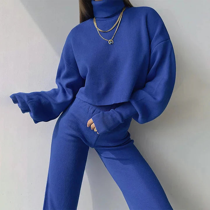 Levoire | Ensemble Deux Pièces Femme Col Roulé Pantalon Taille Haute Jambe Ample Co Ord Set