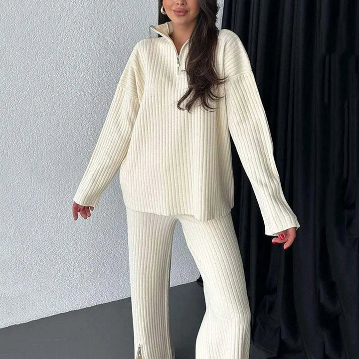 Levoire | Ensemble À Deux Pièces À Côtes Manches Longues Ensemble À Deux Pièces Vêtements De Détente Pour Femmes