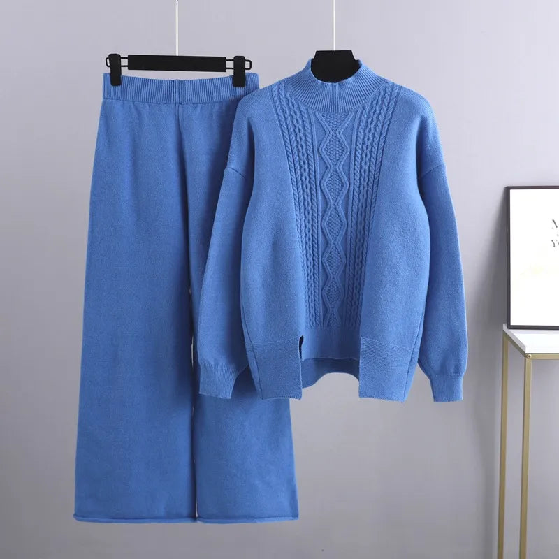 Levoire | Ensemble Deux Pièces Grandes Tailles Pantalons Larges Ensemble Deux Pièces Vêtements D'Intérieur Pour Femmes Bleu Une taille