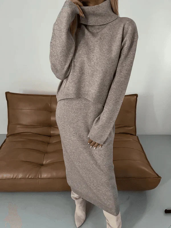 Levoire | Ensemble À Manches Longues Col Roulé Deux Pièces Jupe Et Top Vêtements Pour Femmes