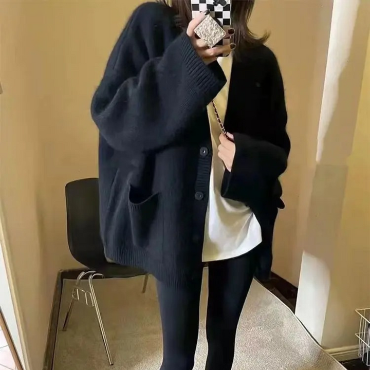 Levoire | Cardigan De Style Coréen Avec Coupe Décontractée Noir Une taille