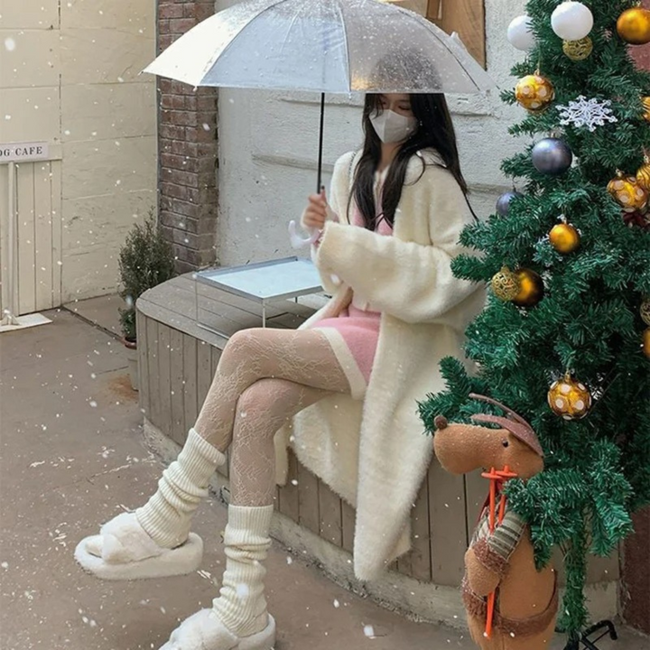 Levoire | Gilet Long Modèle Crème Et Rose