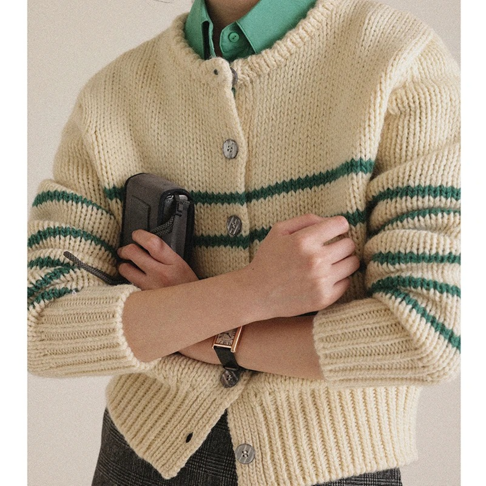 Levoire | Sweater Avec Des Rayures Vertes Et Noires