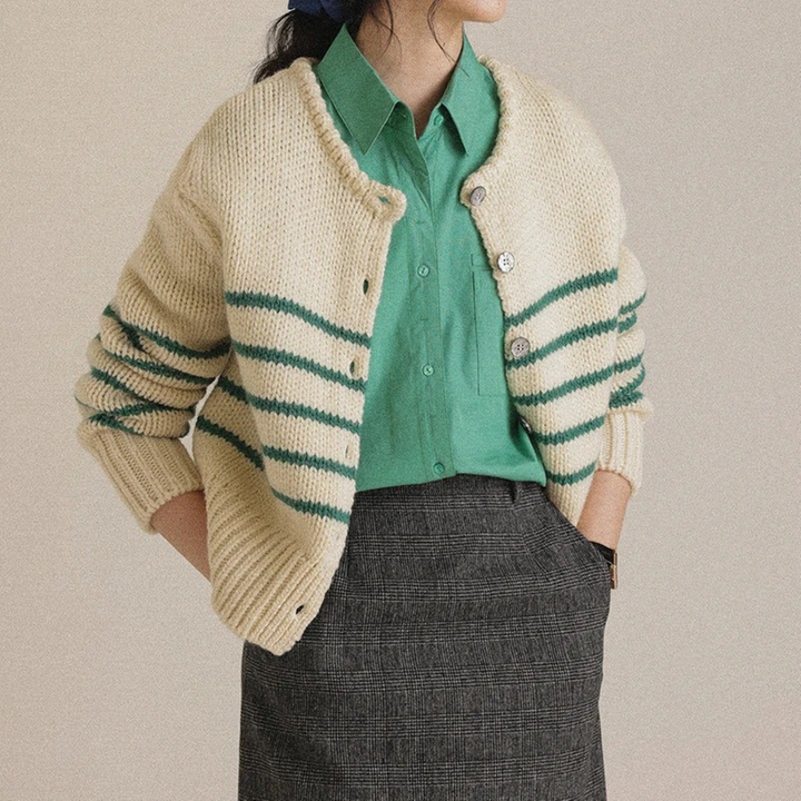 Levoire | Sweater Avec Des Rayures Vertes Et Noires Braun-vert Une taille