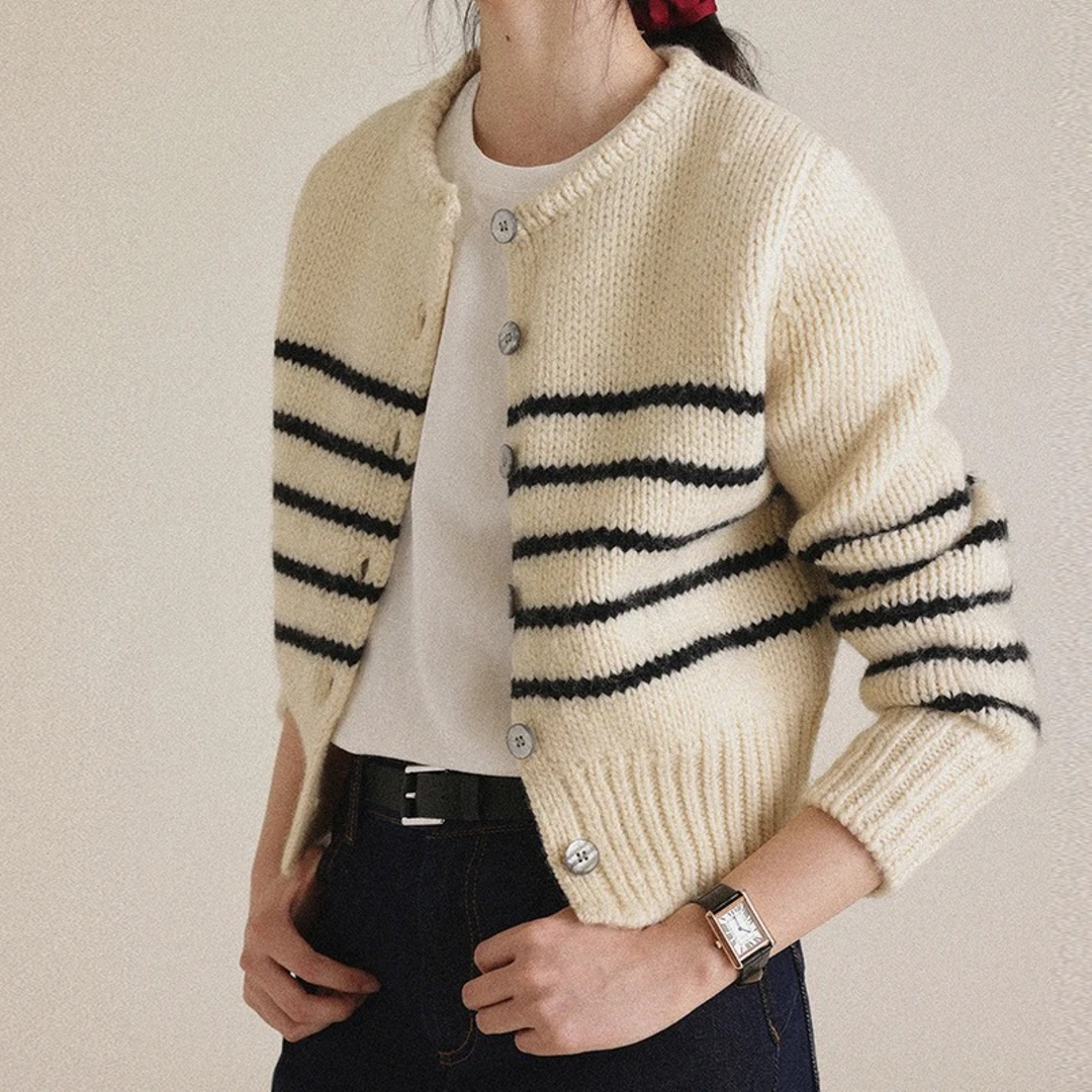 Levoire | Sweater Avec Des Rayures Vertes Et Noires Brun clair Une taille