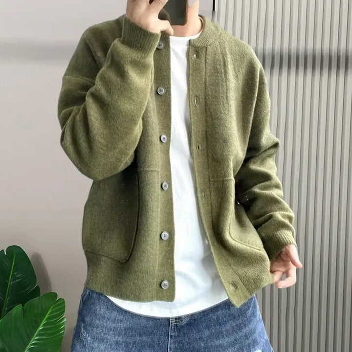 Levoire | Veste En Tricot Décontractée Pour Hommes Avec Poches Et Boutons Vert