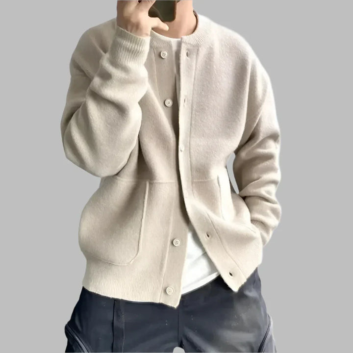 Levoire | Veste En Tricot Décontractée Pour Hommes Avec Poches Et Boutons Abricot