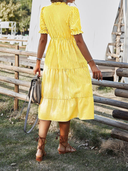 Levoire | Robe Maxi Boho Rayée Avec Volants Pour Femmes