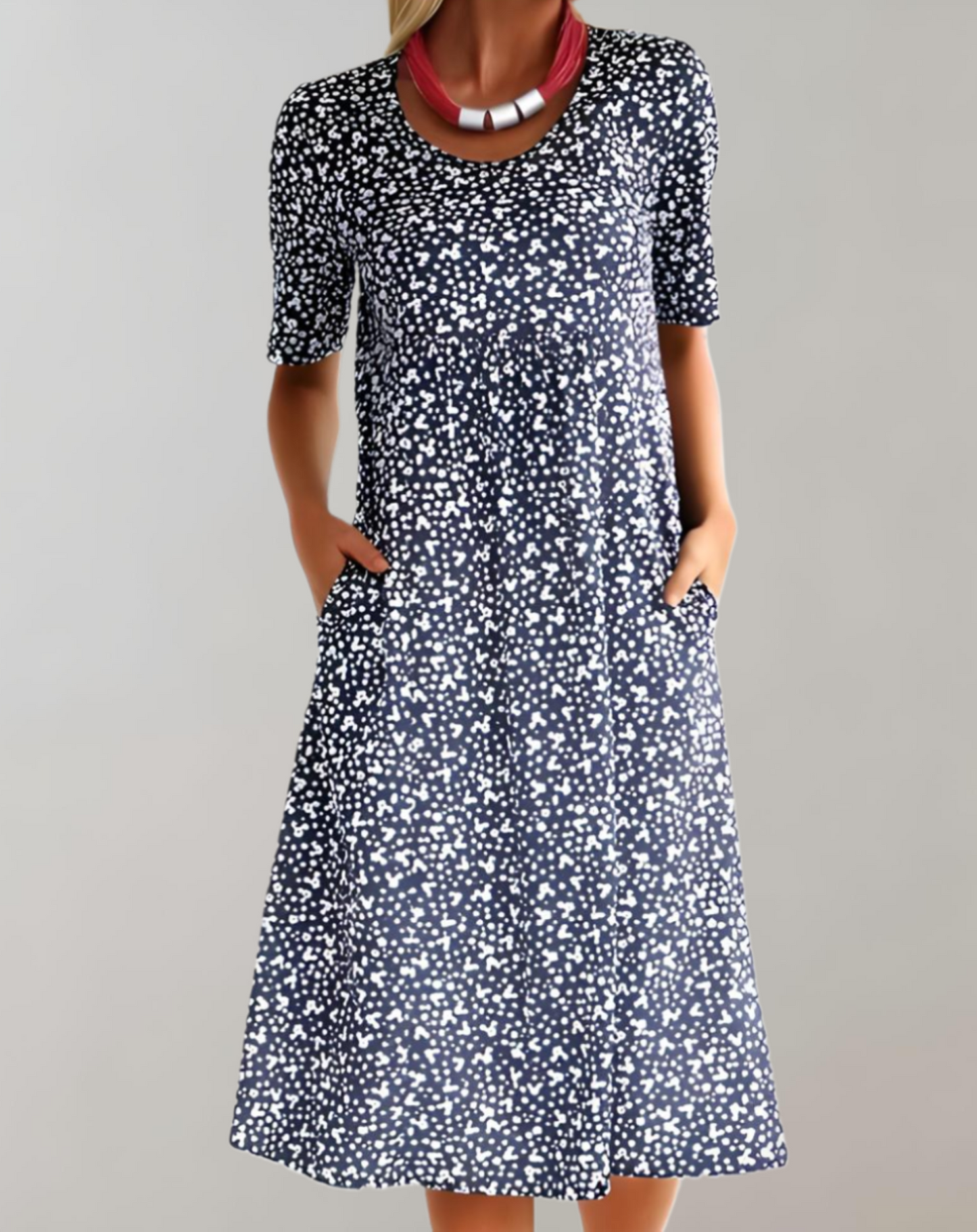 Levoire | Robe D'Été Légère À Encolure En V Casual Bleu foncé