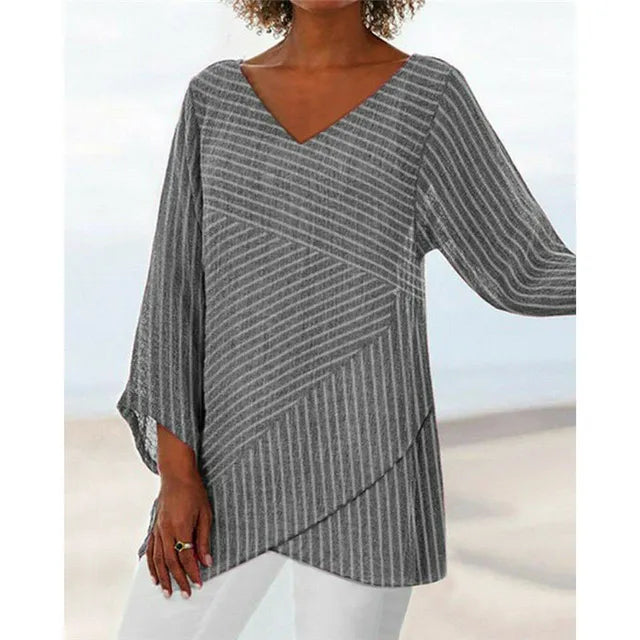 Levoire | Chemise à manches longues rayée Gris