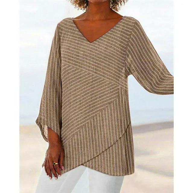 Levoire | Chemise à manches longues rayée Khaki