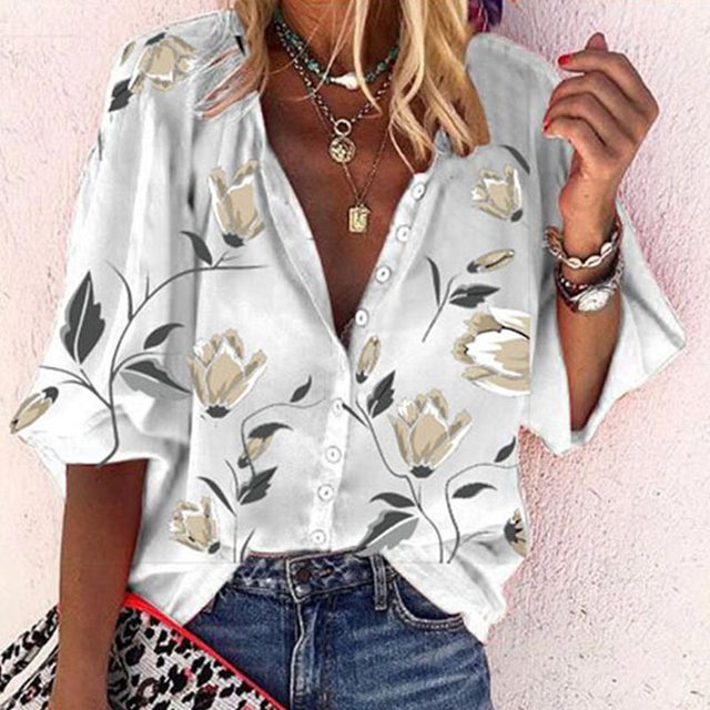 Levoire | Chemise À Motifs Joyeux Pour Femmes Alana Blanc