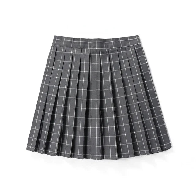 Levoire | Jupe Courte Taille Haute À Carreaux Gris Blanc