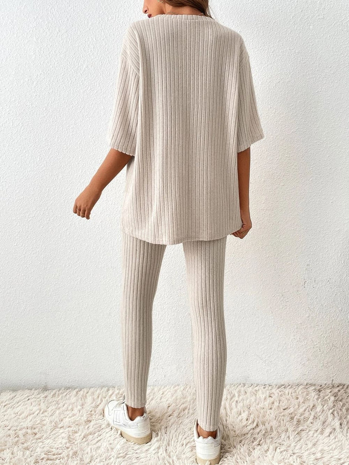 Levoire | Leggings À Manches Courtes En Tricot Ensemble De Loungewear Pour Femmes